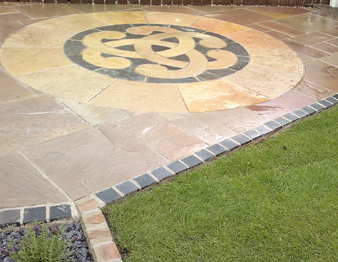 cobble border of patio