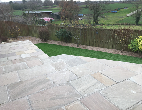 sandstone patio garden levelling